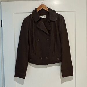 Women's Brown Double-Breasted Bomber Jacket